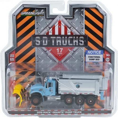 Greenlight S.D. Trucks Series 17 - 2019 Mack Granite Dump Truck with Snow Plow  and Salt Spreader Chicago