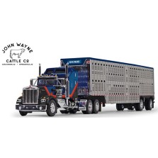 DCP by First Gear - Kenworth W900A with Aerodyne Sleeper and Wilson Livestock Trailer John Wayne Cattle Co.