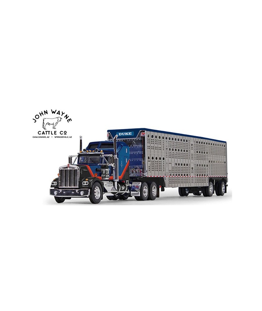 DCP by First Gear - Kenworth W900A with Aerodyne Sleeper and Wilson Livestock Trailer John Wayne Cattle Co.