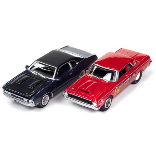 Johnny Lightning Twin Packs 2022 Release 3A - Mr. Norm 1964 Dodge 330 and 1971 Dodge Demon GSS