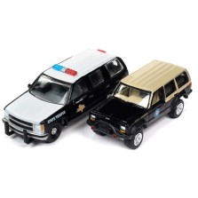 Johnny Lightning Twin Packs 2022 Release 3A - American Heroes 1997 Chevy Tahoe and Jeep Cherokee XJ