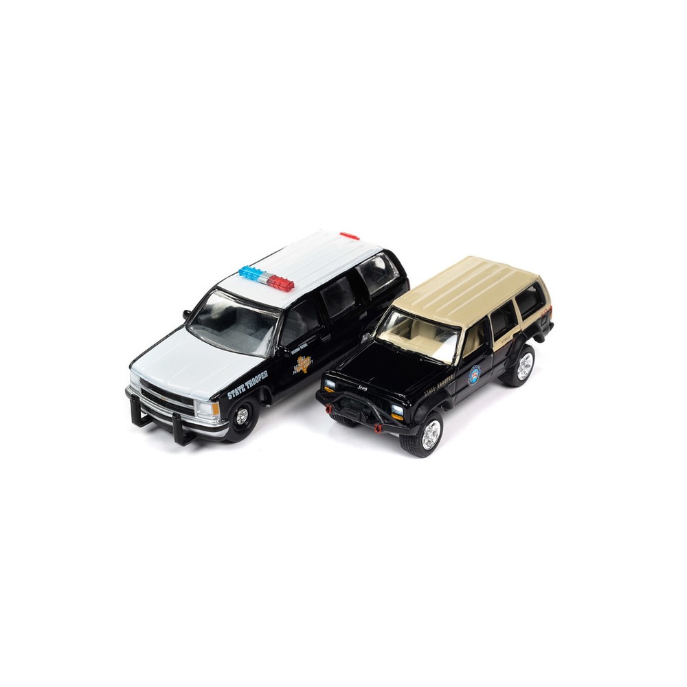 Johnny Lightning Twin Packs 2022 Release 3A - American Heroes 1997 Chevy Tahoe and Jeep Cherokee XJ