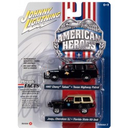 Johnny Lightning Twin Packs 2022 Release 3A - American Heroes 1997 Chevy Tahoe and Jeep Cherokee XJ