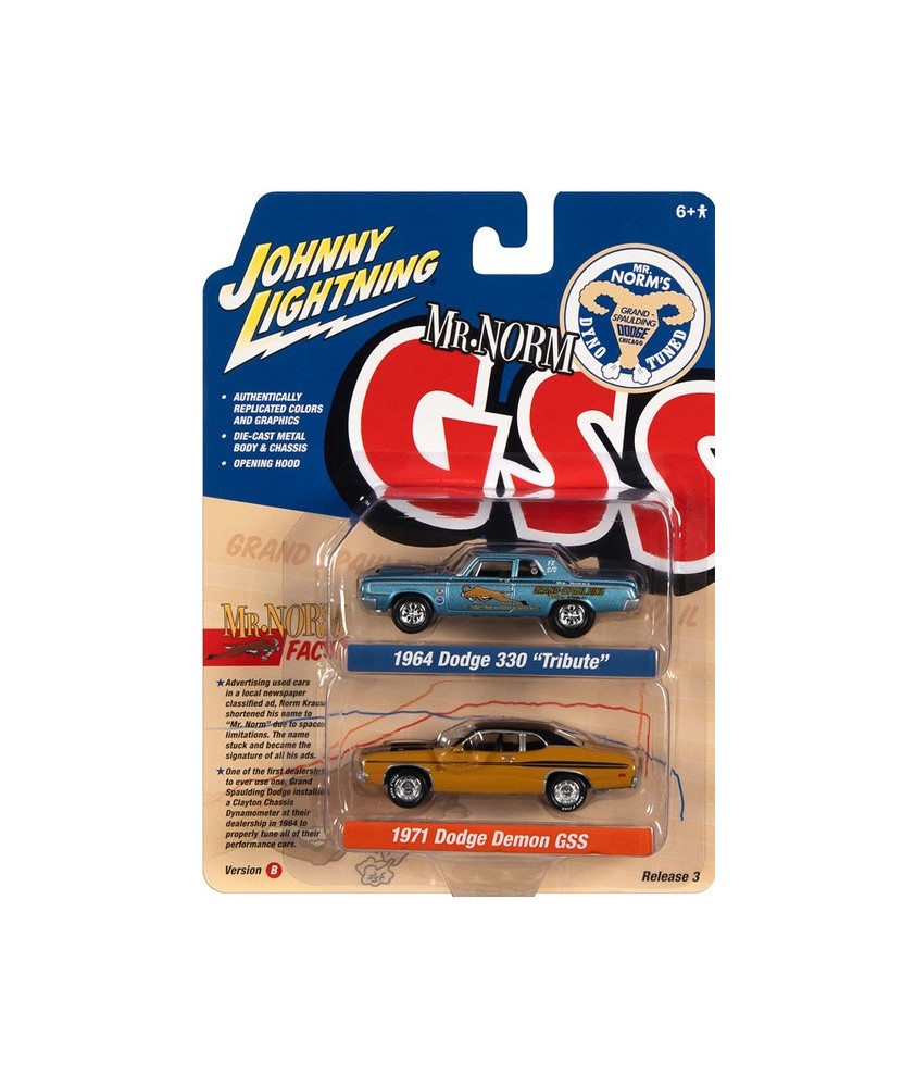 Johnny Lightning Twin Packs - 1964 Dodge 330 and 1971 Dodge Demon GSS