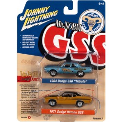 Johnny Lightning Twin Packs 2022 Release 3A - Mr. Norm 1964 Dodge 330 Tribute and 1971 Dodge Demon GSS
