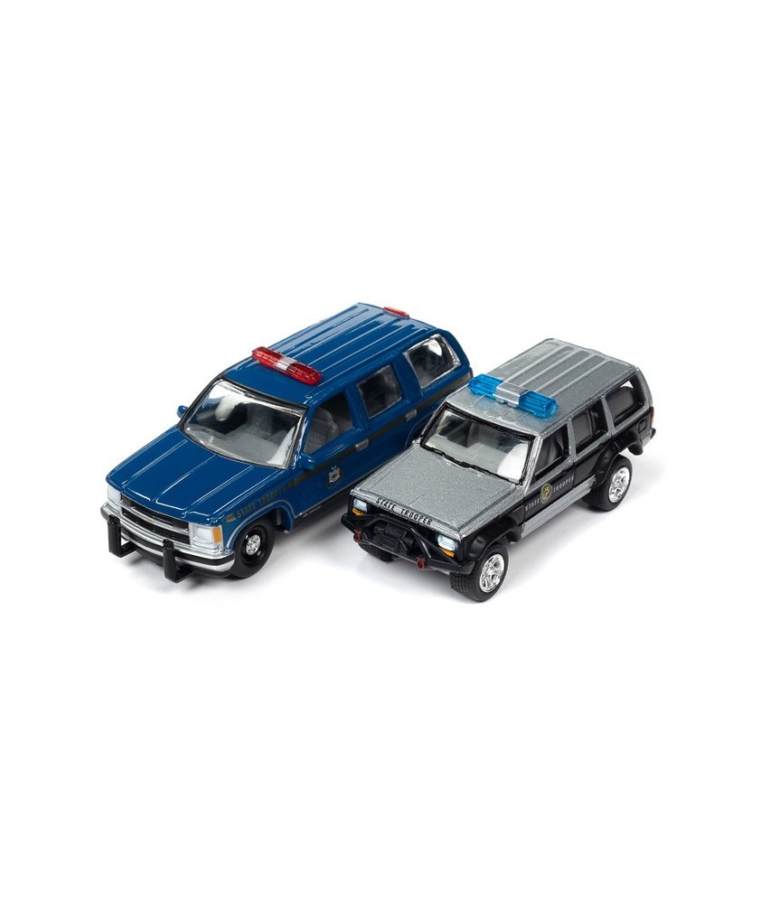 Johnny Lightning Twin Packs 2022 Release 3B - American Heroes 1997 Chevy Tahoe and Jeep Cherokee XJ