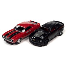 Johnny Lightning Twin Packs 2023 Release 1B - Nickey 1969 Chevy Camaro and 2013 Chevy Camaro