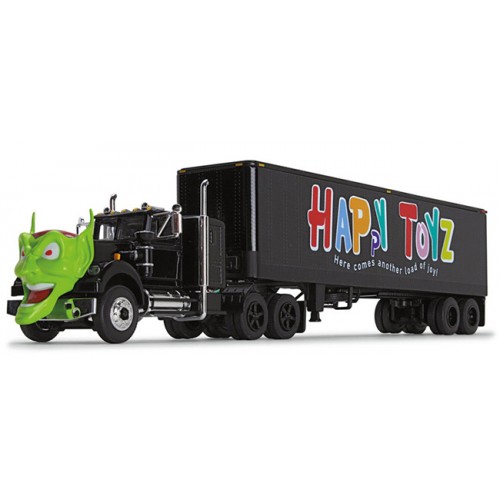DCP By First Gear - Happy Toyz - White Western Star with Green Goblin and Vintage Trailer