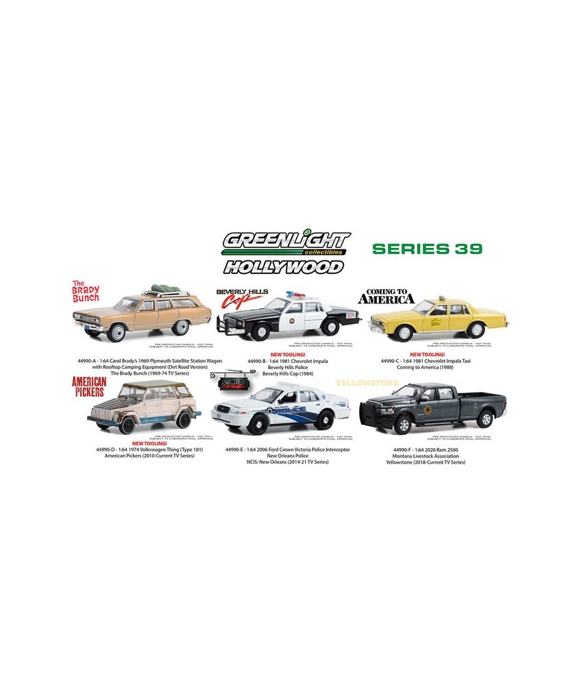 Greenlight Hollywood Series 39 - Six Car Set