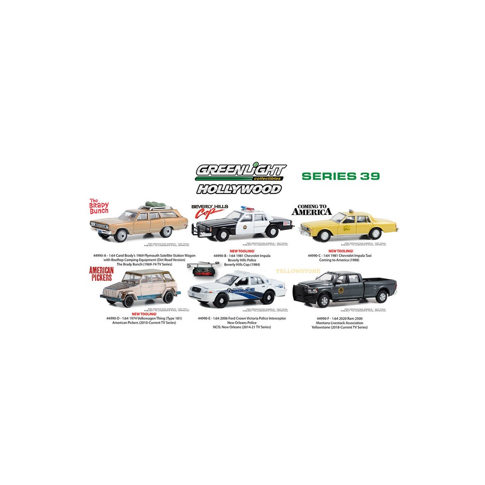 Greenlight Hollywood Series 39 - Six Car Set