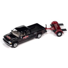 Johnny Lightning Truck and Trailer 2023 Release 2A - 2002 Chevrolet Silverado with Tow Dolly