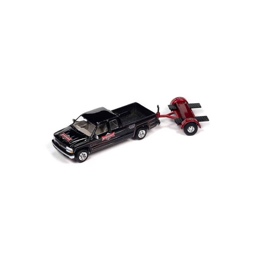 Johnny Lightning Truck and Trailer 2023 Release 2A - 2002 Chevrolet Silverado with Tow Dolly