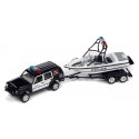 Johnny Lightning Truck and Trailer 2023 Release 2A - 1988 Jeep Cherokee with Mastercraft Boat and Trailer