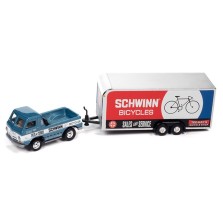 Johnny Lightning Truck and Trailer 2023 Release 2B - 1960 Dodge A-100 Pickup Truck with Enclosed Trailer Schwinn