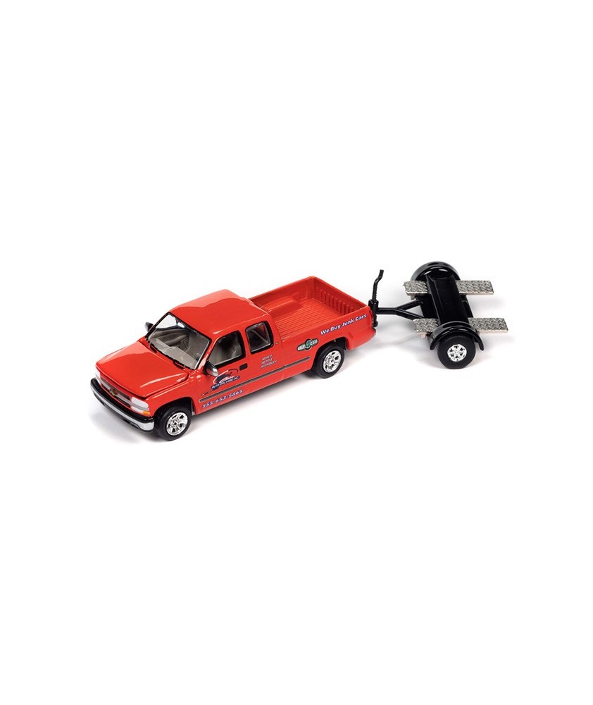 Johnny Lightning Truck and Trailer 2023 Release 2B - 2002 Chevrolet Silverado with Tow Dolly