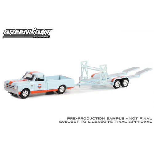 Greenlight Hitch and Tow Series 27 - 1968 Chevrolet C-10 Shortbed with Tandem Car Trailer