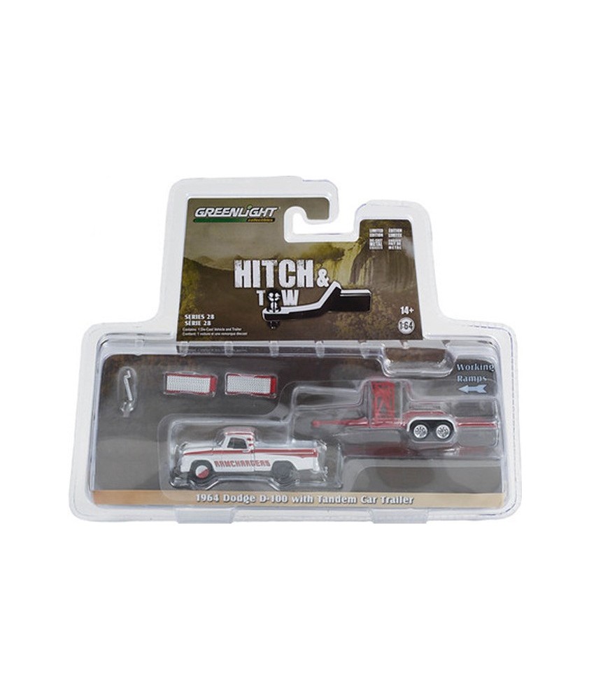 Greenlight Hitch & Tow Series 28 - 1964 Dodge D-100 with Car Trailer