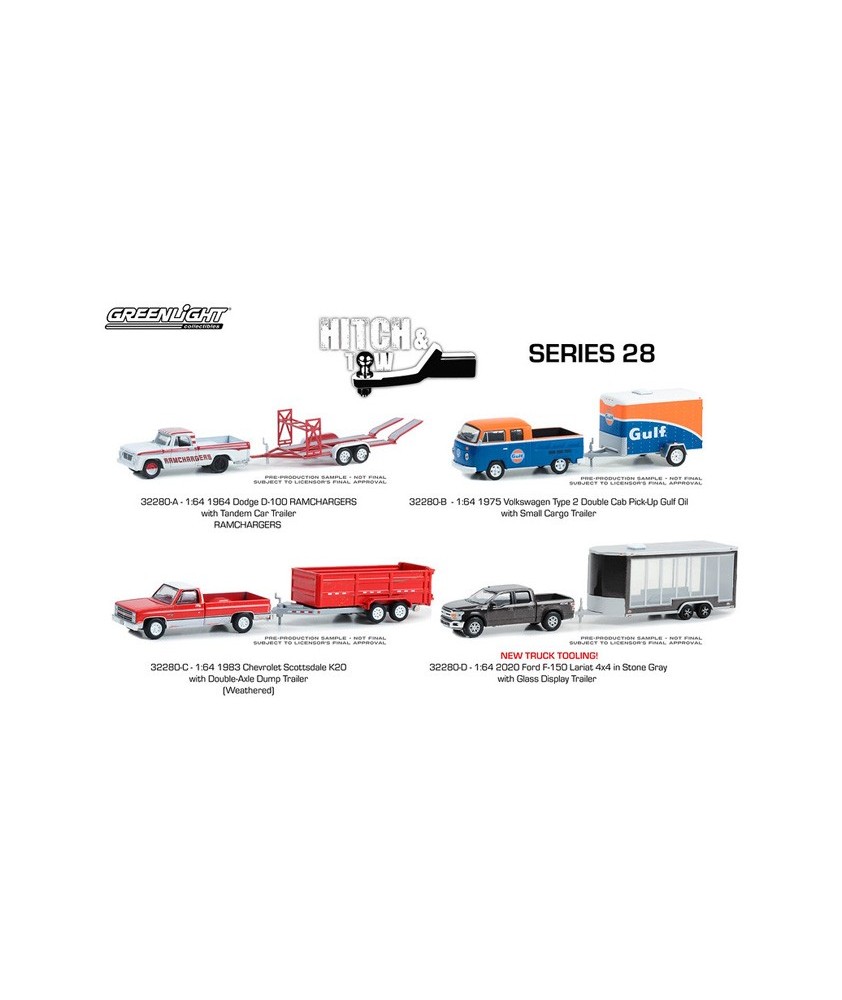 Greenlight Hitch and Tow Series 28 - Four Truck and Trailer Set