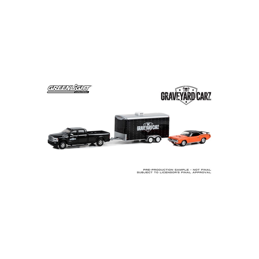 Greenlight Hollywood Hitch and Tow Series 12 - 2022 RAM 2500 with 1970 Plymouth Cuda Graveyard Carz