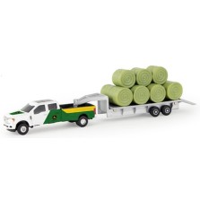 Ertl John Deere F-350 with Trailer and Hay Bales Load