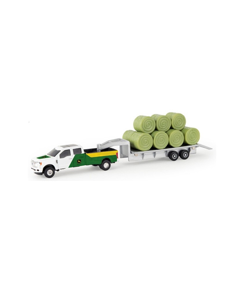 Ertl John Deere F-350 with Trailer and Hay Bales Load