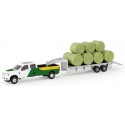 Ertl John Deere F-350 with Trailer and Hay Bales Load