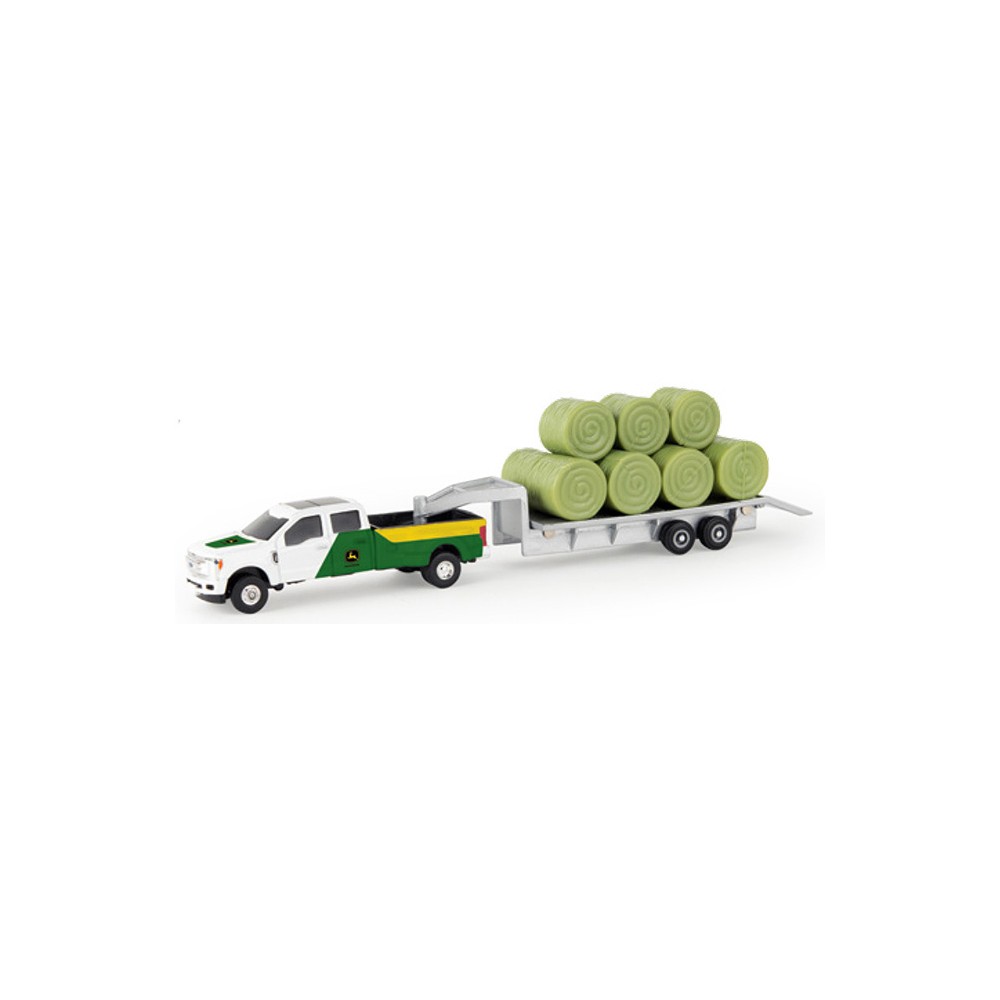 Ertl John Deere F-350 with Trailer and Hay Bales Load