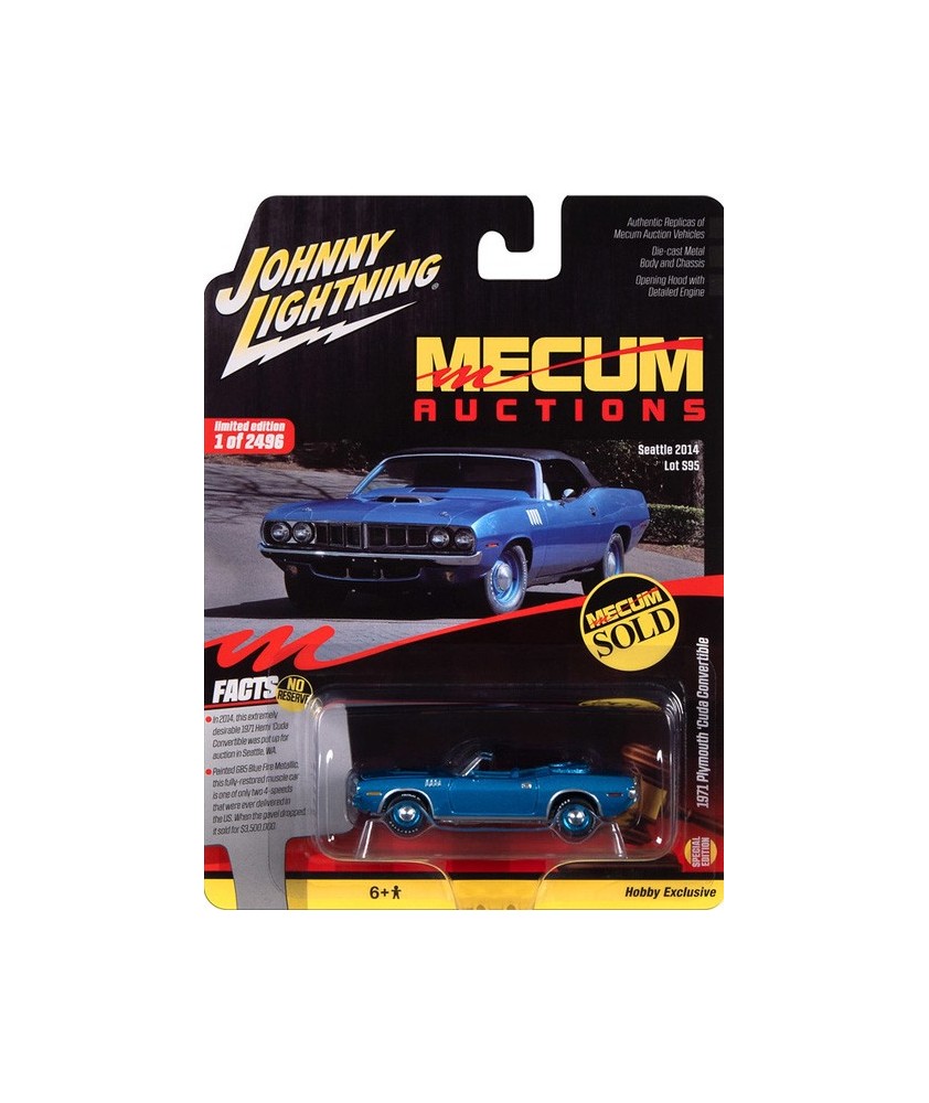 JOHNNY LIGHTNING 1:64 MECUM 1971 Plymouth Road Runner Nero EUR 8,86