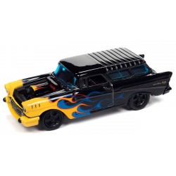 Johnny Lightning Street Freaks 2023 Release 2A - 1957 Chevy Nomad Black with Flames