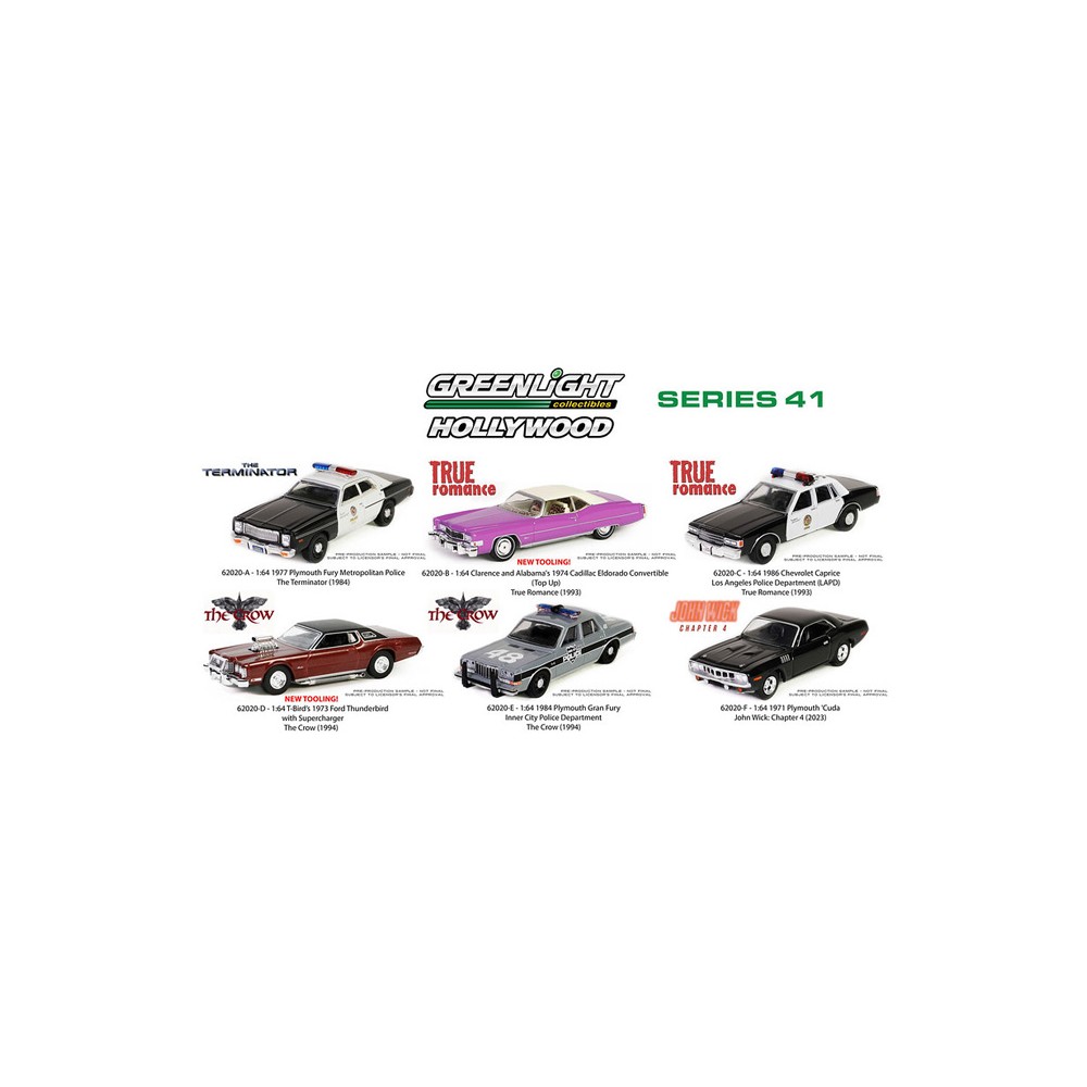 Greenlight Hollywood Series 41 - Six Car Set
