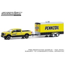 Greenlight Hitch and Tow Series 30 - 2018 Nissan Titan XD with Enclosed Car Hauler