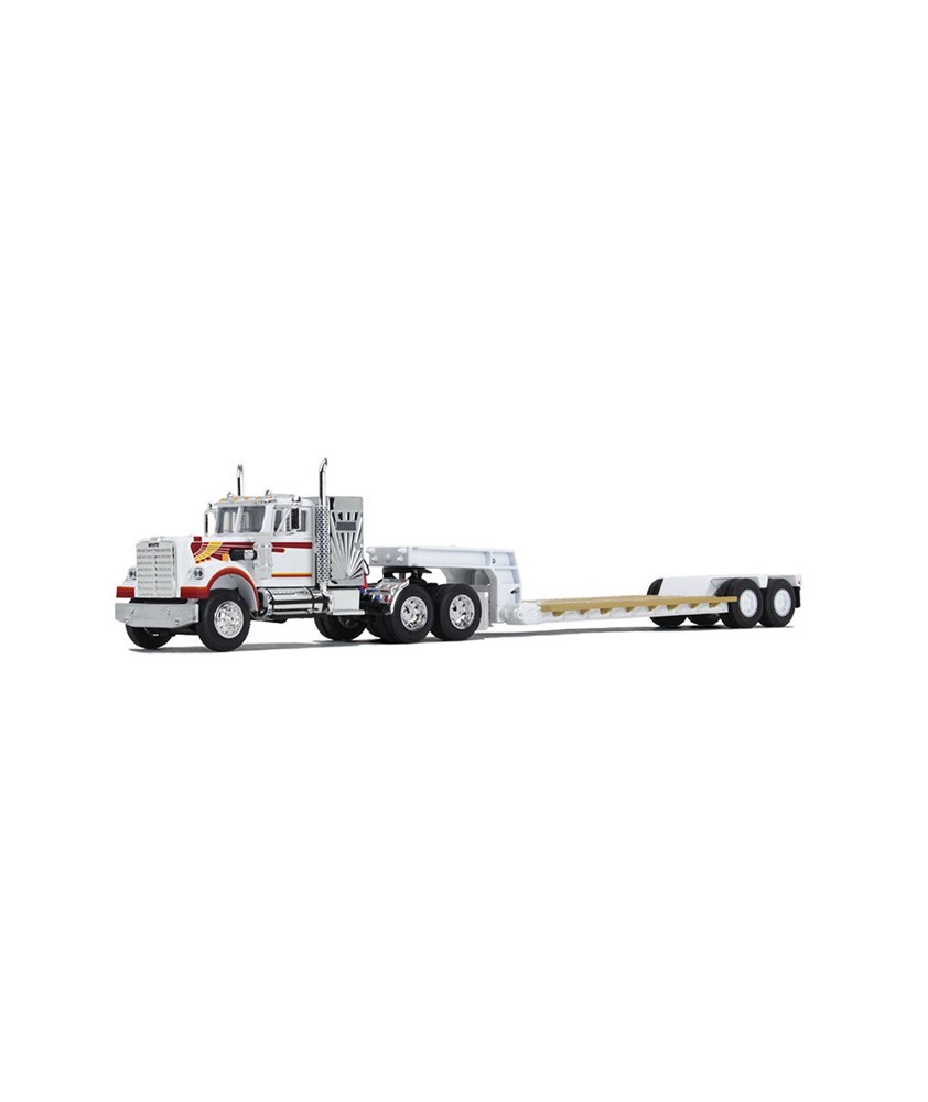 DCP by First Gear - White Western Star 4900 with Rogers Vintage Lowboy Trailer