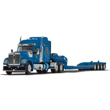 DCP by First Gear - Kenworth W990 with Fontaine Magnitude Lowboy Tri-Axle Trailer with Flip Axle Western Distributing