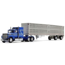 DCP by First Gear - Ford LTL-9000 with Wilson PSAL Stockmaster Spread-Axle Livestock Trailer
