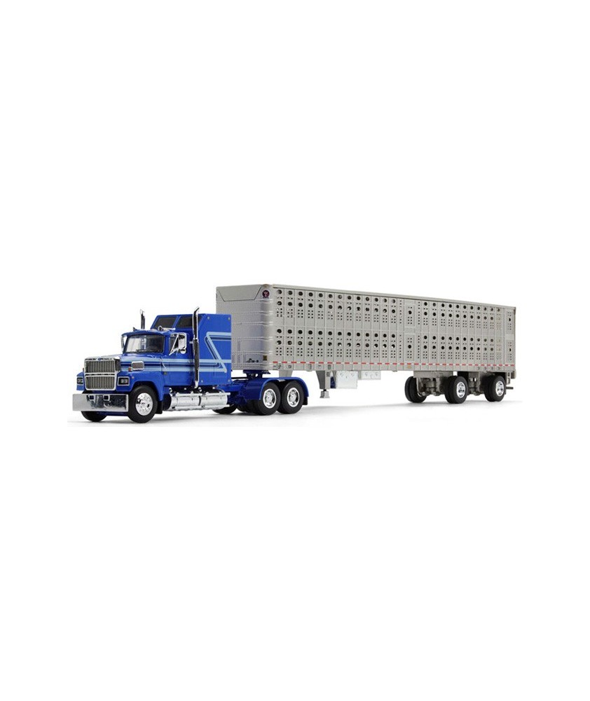 DCP by First Gear - Ford LTL-9000 with Wilson PSAL Stockmaster Spread-Axle Livestock Trailer