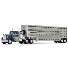 DCP by First Gear - White Western Star 4900 with Wilson Vintage Livestock Trailer