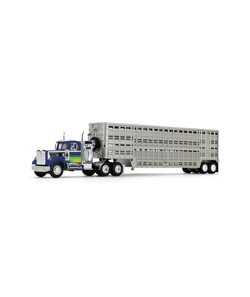 DCP by First Gear - White Western Star 4900 with Wilson Vintage Livestock Trailer