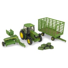 John Deere 6210R Tractor with 338 Baler and Bale Wagon