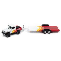 Johnny Lightning Tow and Go 2024 Release 2 - 1980 Toyota Land Cruiser with Open Car Trailer