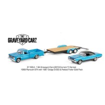 Greenlight Hollywood Hitch and Tow Series 13 - 1969 Plymouth GTX with 1967 Dodge D-200 and Flatbed Trailer