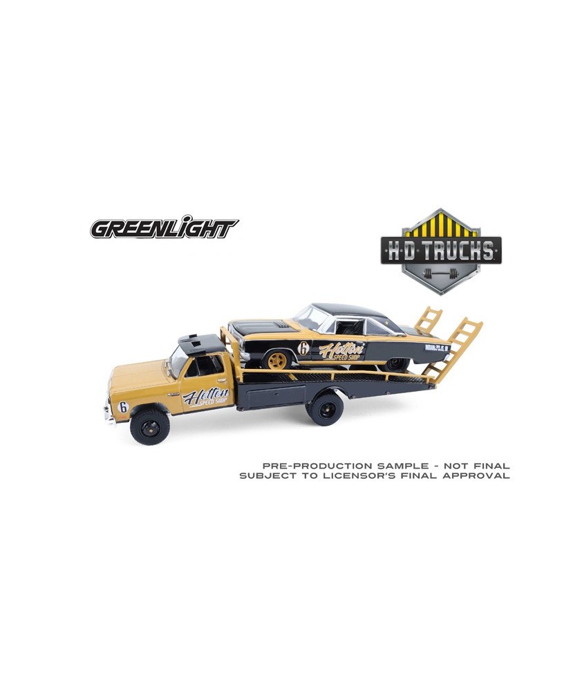 Greenlight H.D. Trucks Series 26 - 1985 Dodge Ram D350 Ramp Truck with 1965 Dodge Coronet