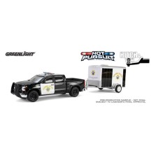 Greenlight Hot Pursuit Hitch and Tow Series 1 - 2023 Chevrolet Silverado with Small Cargo Trailer California Highway Patrol