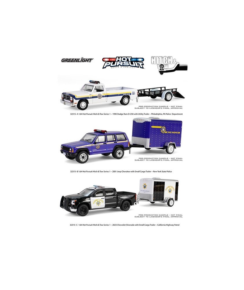 Greenlight Hot Pursuit Hitch and Tow Series 1 - Three Piece Set Greenlight Hot Pursuit Hitch and Tow Series 1 - Three Piece Set