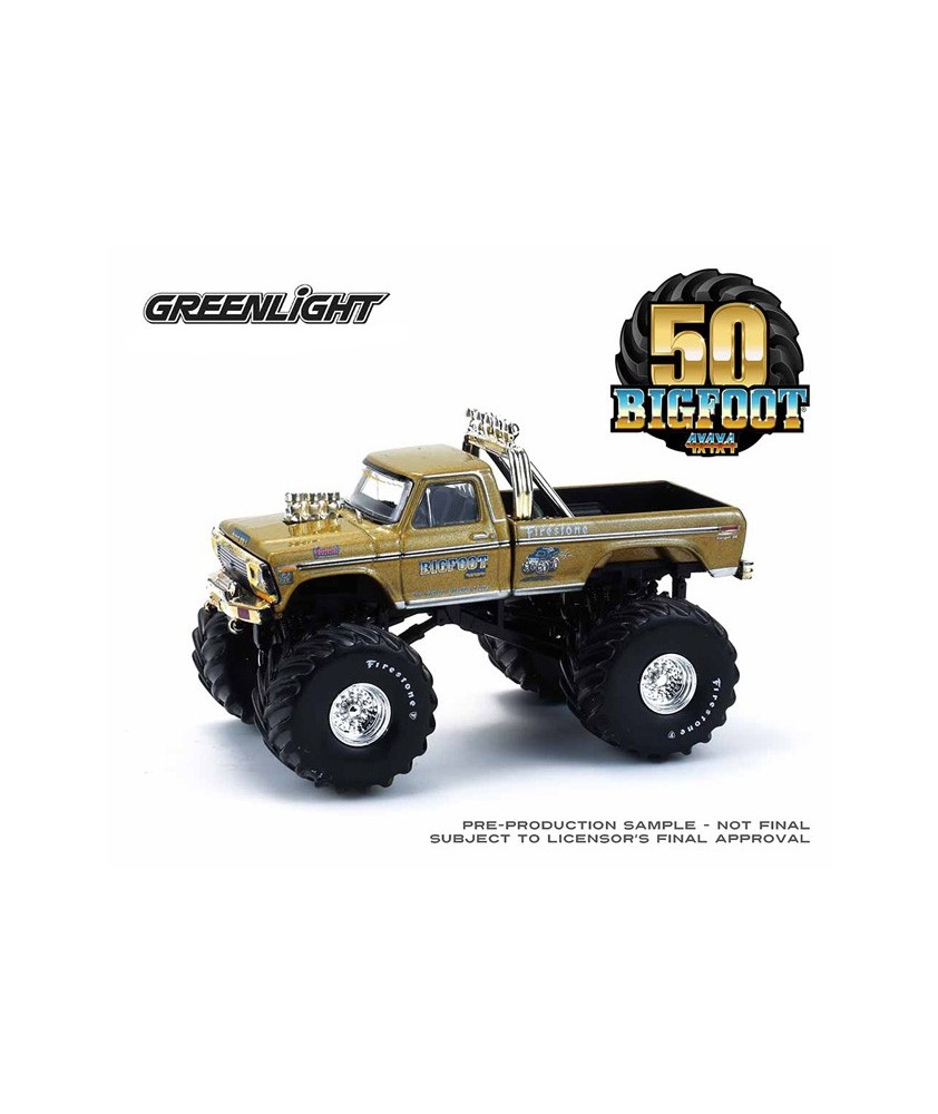 Greenlight Kings of Crunch Hobby Exclusive - Bigfoot 50th Anniversary 1974 Ford F-250 Monster Truck Gold Metallic