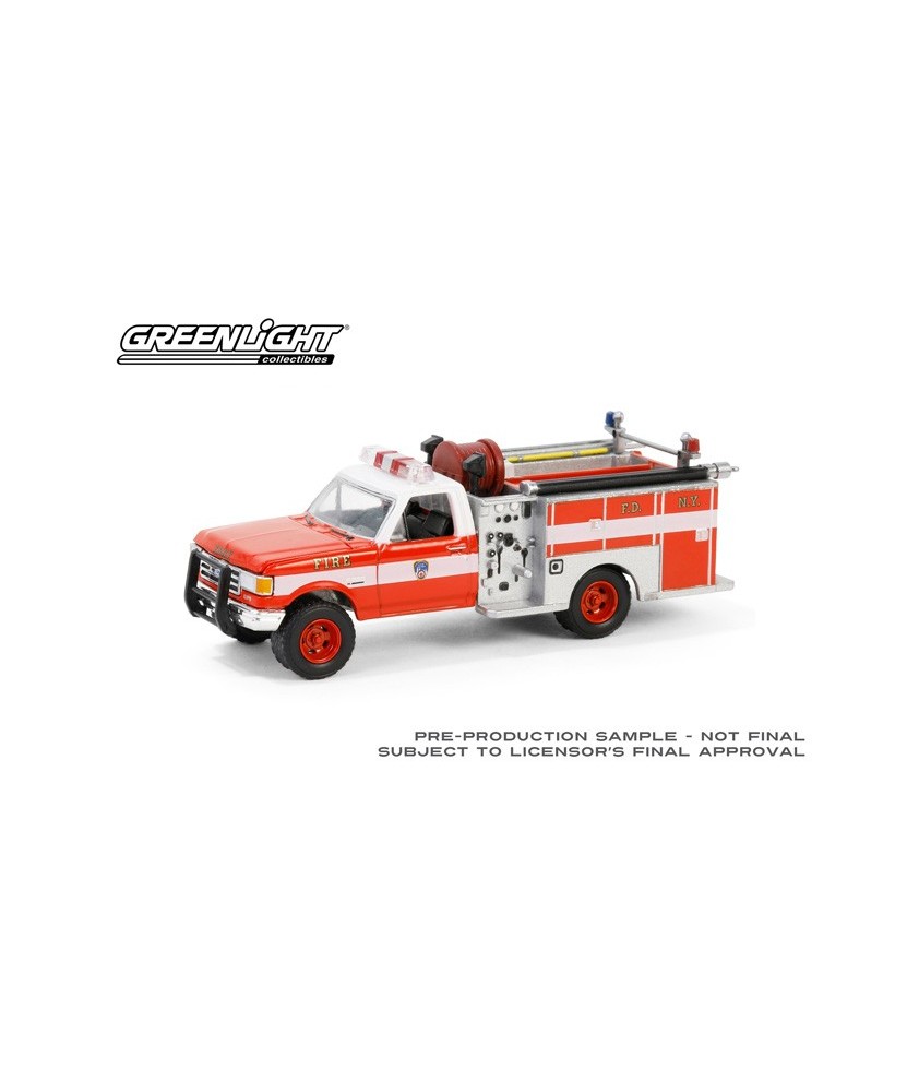 Greenlight Hobby Exclusive - 1987 Ford F-350 Mini Pumper Fire Truck FDNY 160th Anniversary Edition Greenlight Hobby Exclusive - 1987 Ford F-350 Mini Pumper Fire Truck FDNY 160th Anniversary Edition