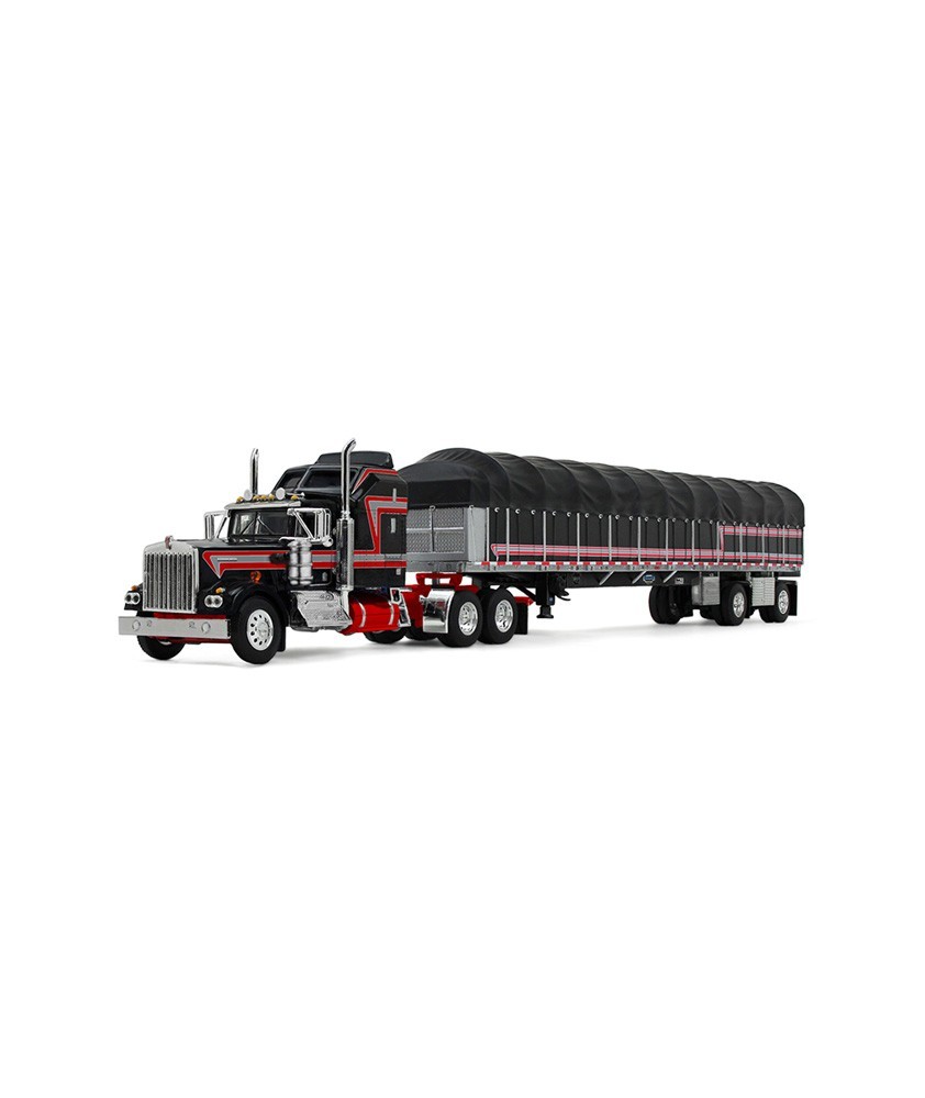 DCP by First Gear - Kenworth W900A and Wilson Roadbrute  Flatbed Spread-Axle Trailer with Covered Wagon