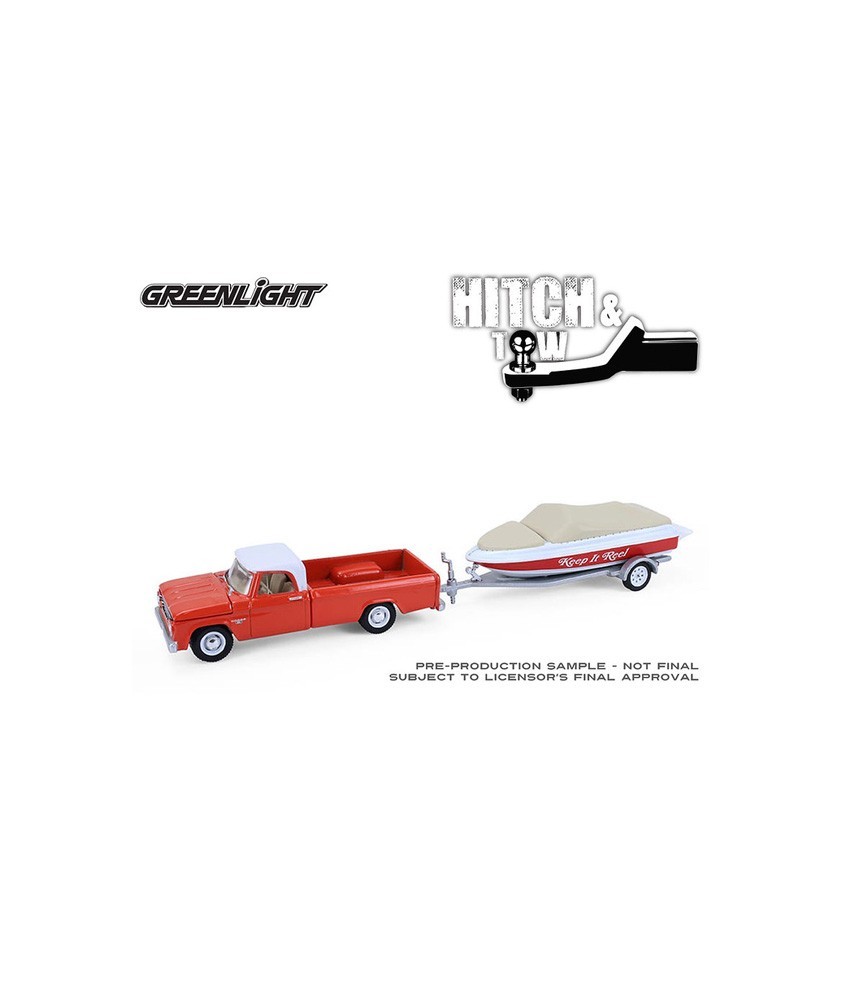 Greenlight Hitch and Tow Series 33 - 1967 Dodge D-100 Truck with Boat and Trailer