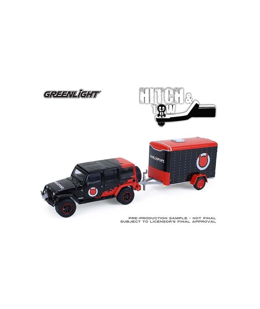 Greenlight Hitch and Tow Series 33 - 2012 Jeep Wrangler Unlimited with Small Cargo Trailer