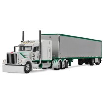 DCP by First Gear - Peterbilt Model 389 with Mid-Roof Sleeper Hauling Utility Van Trailer