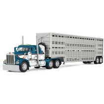 DCP by First Gear - Kenworth W900A with Vintage Tandem Axle Livestock Trailer